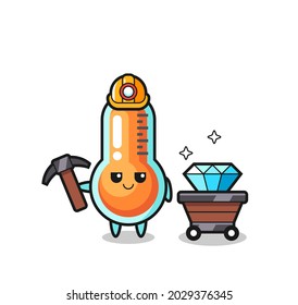 Character Illustration of thermometer as a miner
