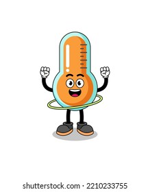 Character Illustration of thermometer playing hula hoop , character design