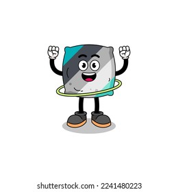 Character Illustration of throw pillow playing hula hoop , character design