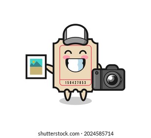 Character Illustration of ticket as a photographer , cute style design for t shirt, sticker, logo element