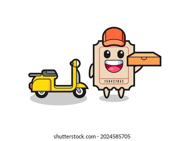 Character Illustration of ticket as a pizza deliveryman , cute style design for t shirt, sticker, logo element