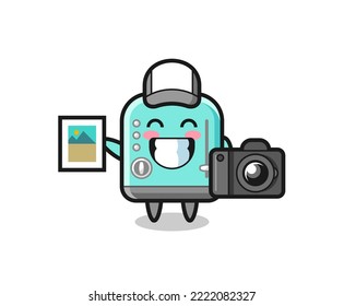 Character Illustration of toaster as a photographer , cute design