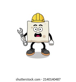 Character Illustration of tofu with 404 error , character design