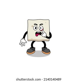 Character Illustration of tofu with tongue sticking out , character design