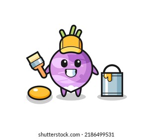 Característica Ilustración del nabo como pintor , diseño de estilo lindo para camiseta, pegatina, elemento logotipo