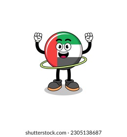 Character Illustration of UAE flag playing hula hoop , character design