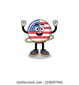 Character Illustration of united states flag playing hula hoop , character design