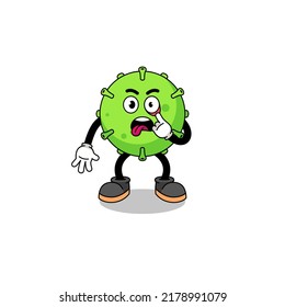 Character Illustration of virus with tongue sticking out , character design