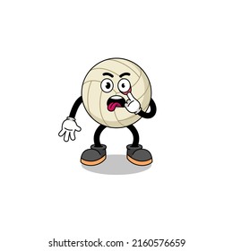 Character Illustration of volleyball with tongue sticking out , character design