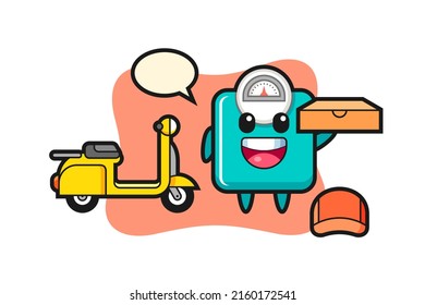 Característica Ilustración de la escala de peso como repartidor de pizza , diseño de estilo lindo para camiseta, pegatina, elemento logotipo