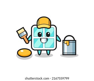 Character Illustration of window as a painter , cute style design for t shirt, sticker, logo element