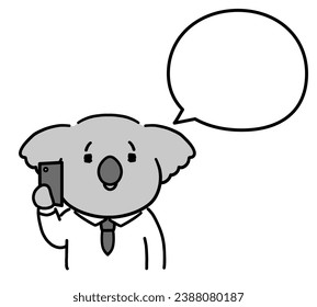 Character illustration of a working koala making a phone call.