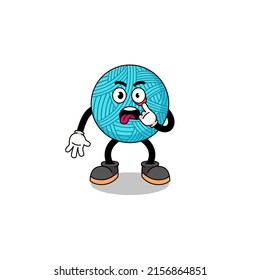 Character Illustration of yarn ball with tongue sticking out , character design