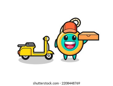 Character Illustration of yoyo as a pizza deliveryman , cute design