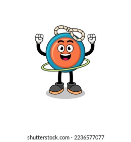 Character Illustration of yoyo playing hula hoop , character design