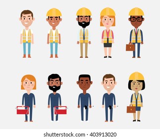 Character Illustrations Depicting Construction Occupations