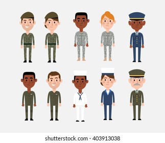 Character Illustrations Depicting Military Occupations