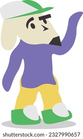 character inspired by goat pointing with beard, loose, colorful and stylish clothes