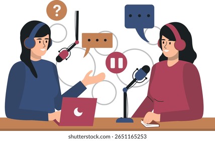 Character of International Podcast Day. Isolated on White Background