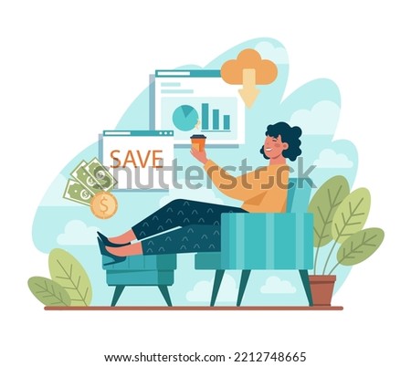 Character investing money. Modern ways of saving cash, investing in NFT, crypto-currency and bank deposit. Financial well-being idea. Flat vector illustration