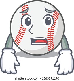 Character isolated baseball with a afraid cute