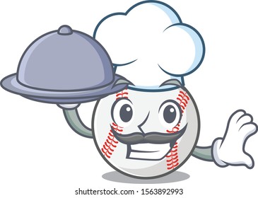 Character isolated baseball with a chef holding food cute