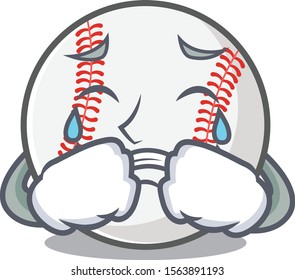 Character isolated baseball with a crying cute