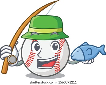 Character isolated baseball with a fishing cute