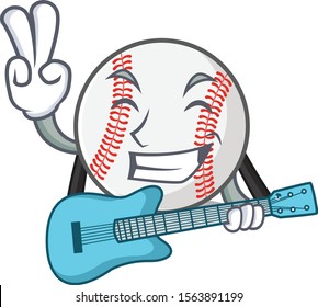 Character isolated baseball with a with guitar cute