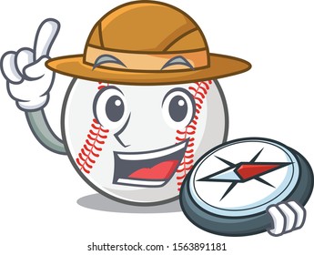 Character isolated baseball with a holding compass cute