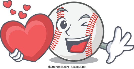 Character isolated baseball with a holding heart cute