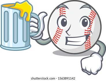 Character isolated baseball with a holding juice cute