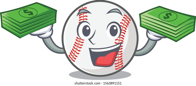 Character isolated baseball with a holding money cute