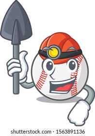 Character isolated baseball with a miner cute