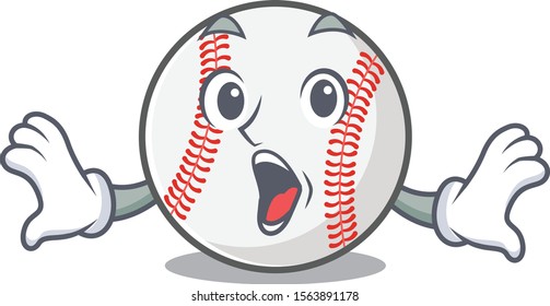 Character isolated baseball with a surprised cute