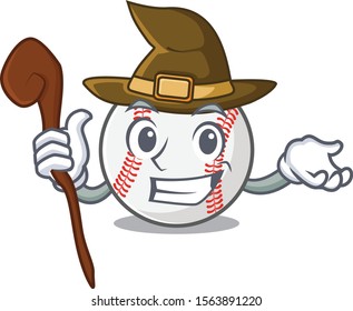 Character isolated baseball with a witch cute