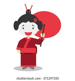 Character from Japan dressed in the traditional way Vector Illustration. Kids of the World Collection.