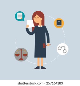 Character - judge, law concept. Vector illustration, flat style