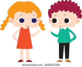 Personaje niño lindo kawaii familia niño y niña hermana hermano madre padre futuro color asiático chibi estilo cómico