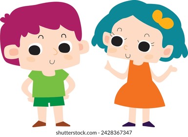 Personaje niño lindo kawaii familia niño y niña hermana hermano madre padre futuro color asiático chibi estilo cómico