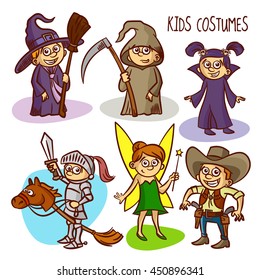 Character Kids Costumes. Vector Illustration