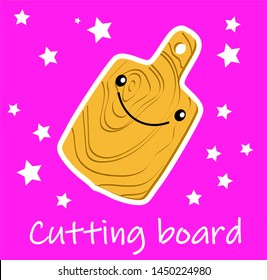 Character kitchen board on pink background