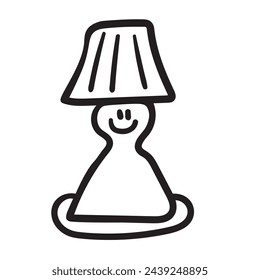 character lamp doodle style in vector. template for poster postcard sticker design