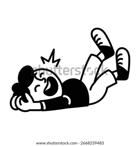 A character laughing hard, hand drawn style icon 