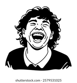 A character laughing hard icon in glyph style 