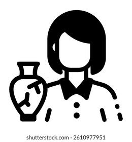 A character learning archaeology, line style icon 
