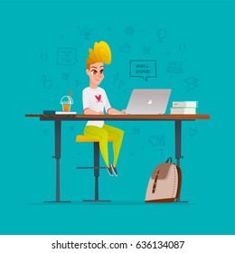Character lifestyle situation in real life. The process of writing code