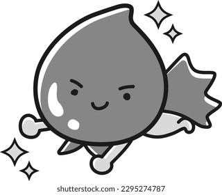 Character of light blue drops (moisture, sweat, tears, moisture, etc.) (black and white)