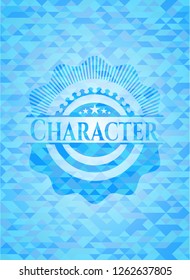 Character light blue emblem with mosaic background