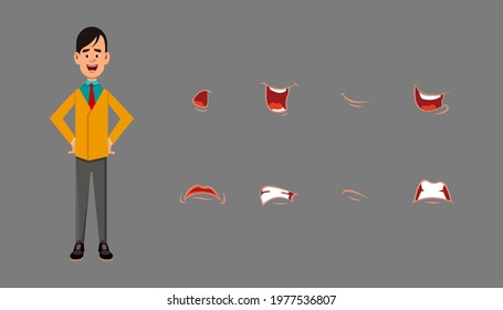 Character lip sync expression set. Different emotions for custom animation